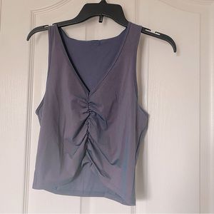 Irredescent Victoria Secret Yoga Crop Top, est. size Small/Medium, purple/gray